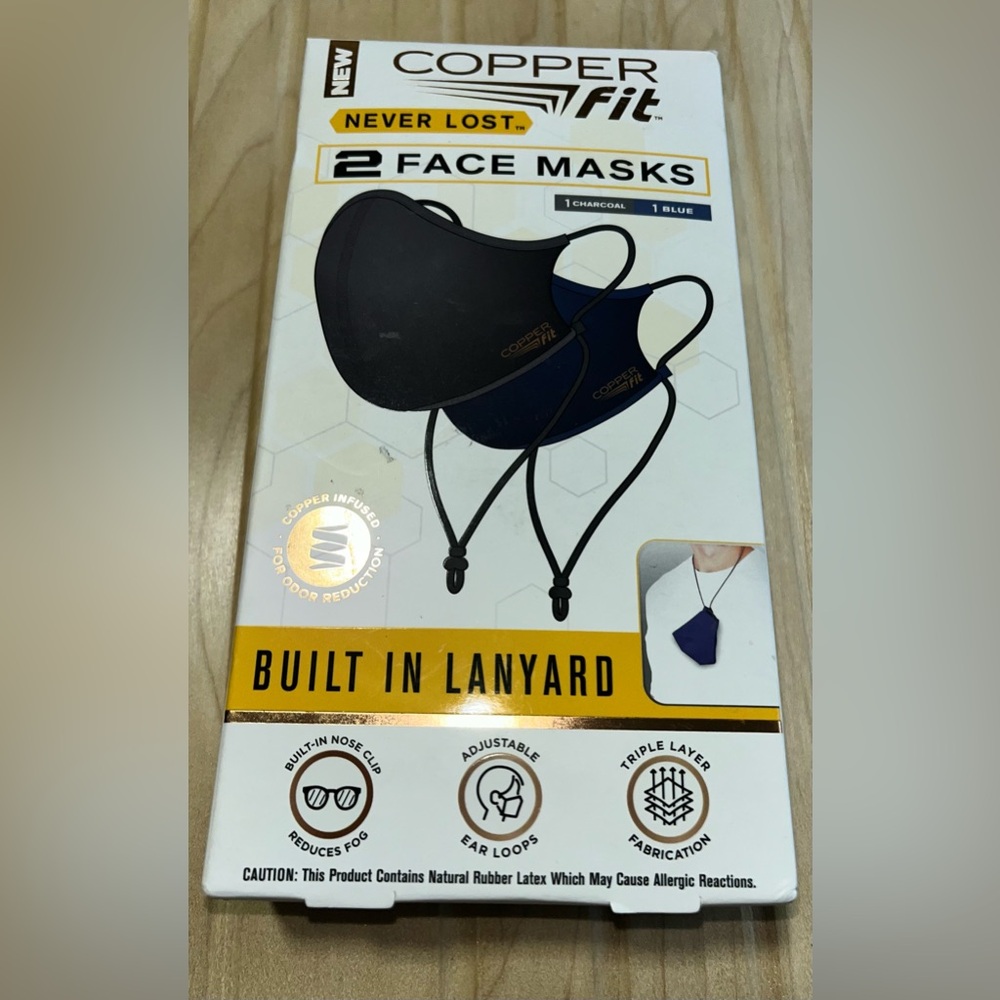 Copper Fit Unisex Never Lost Face Masks, 2 Pack
Face Masks with Built-in Lanyard